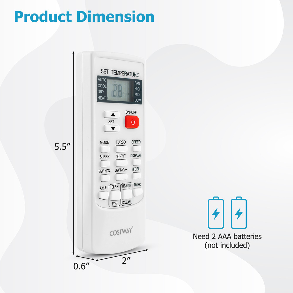 Universal AC Remote Control, Compatible with Most Air Conditioners