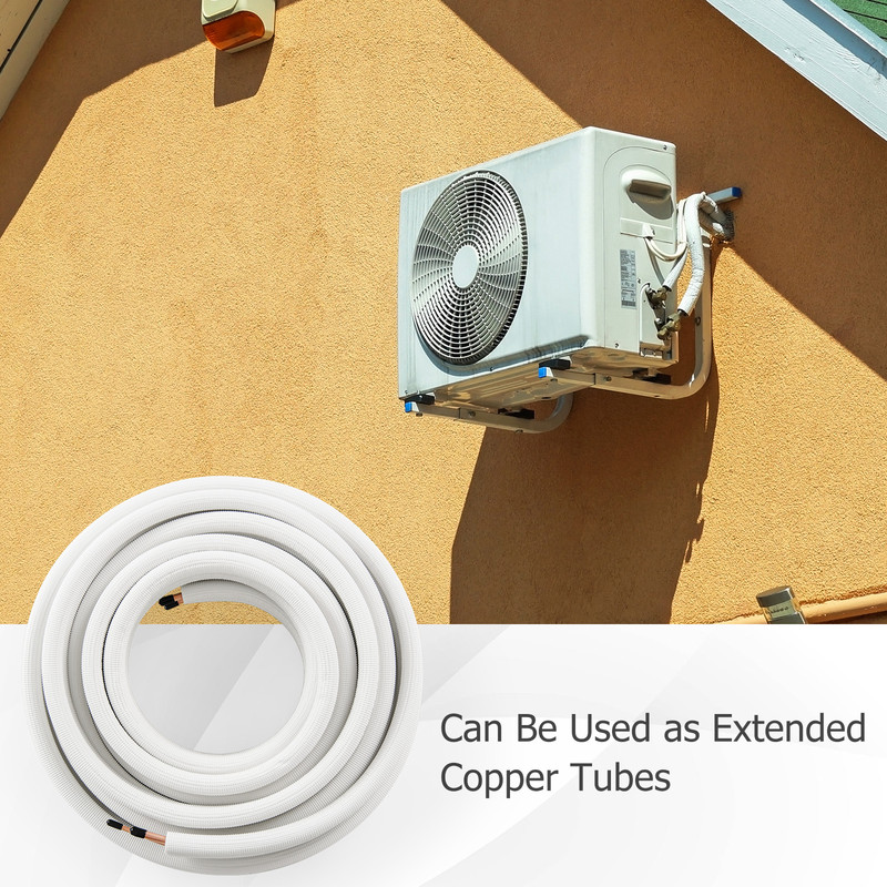 50 Feet Mini Split Line Set, 1/4" & 3/8" Copper Pipes & Tubing for AC/Heat Pump