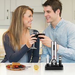 6-in-1 electric wine bottle opener set with foil cutter, automatic corkscrew & accessories