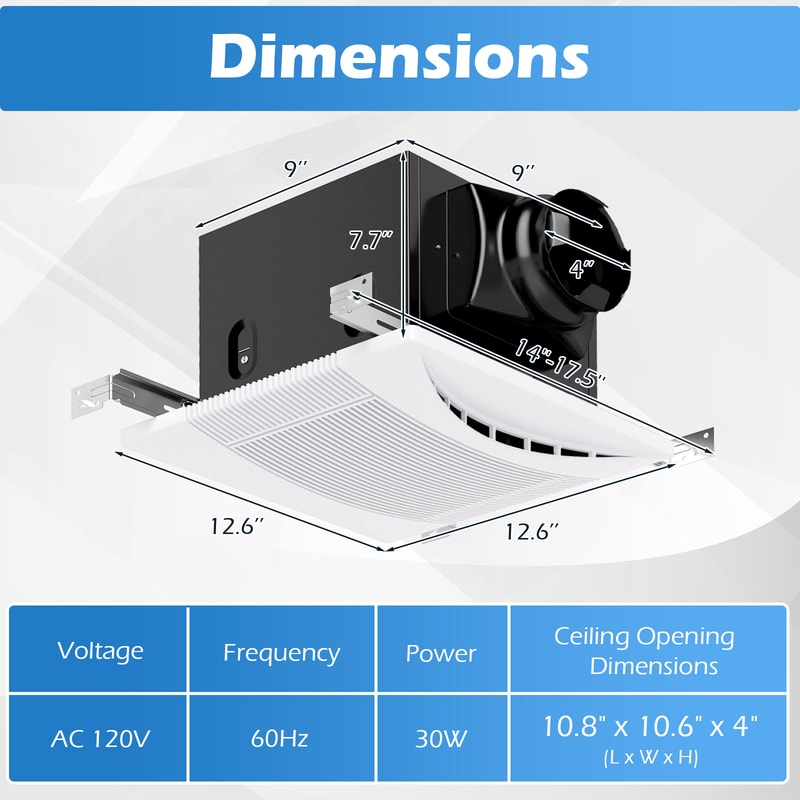 CommercialGrade 110 CFM Ceiling Exhaust Fan Metal Housing Quiet EnergyEfficient Airflow 4