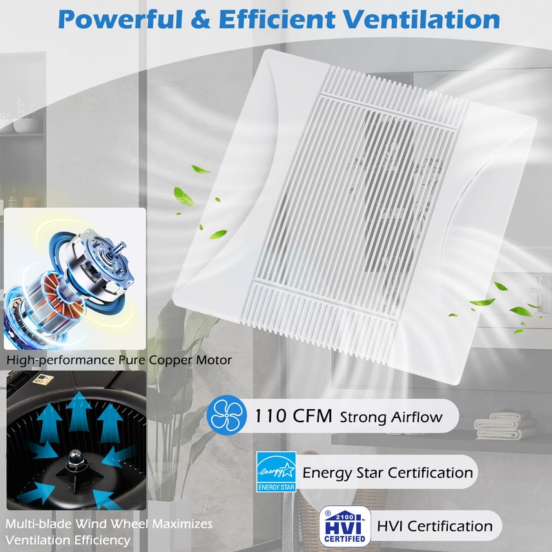 CommercialGrade 110 CFM Ceiling Exhaust Fan Metal Housing Quiet EnergyEfficient Airflow 7