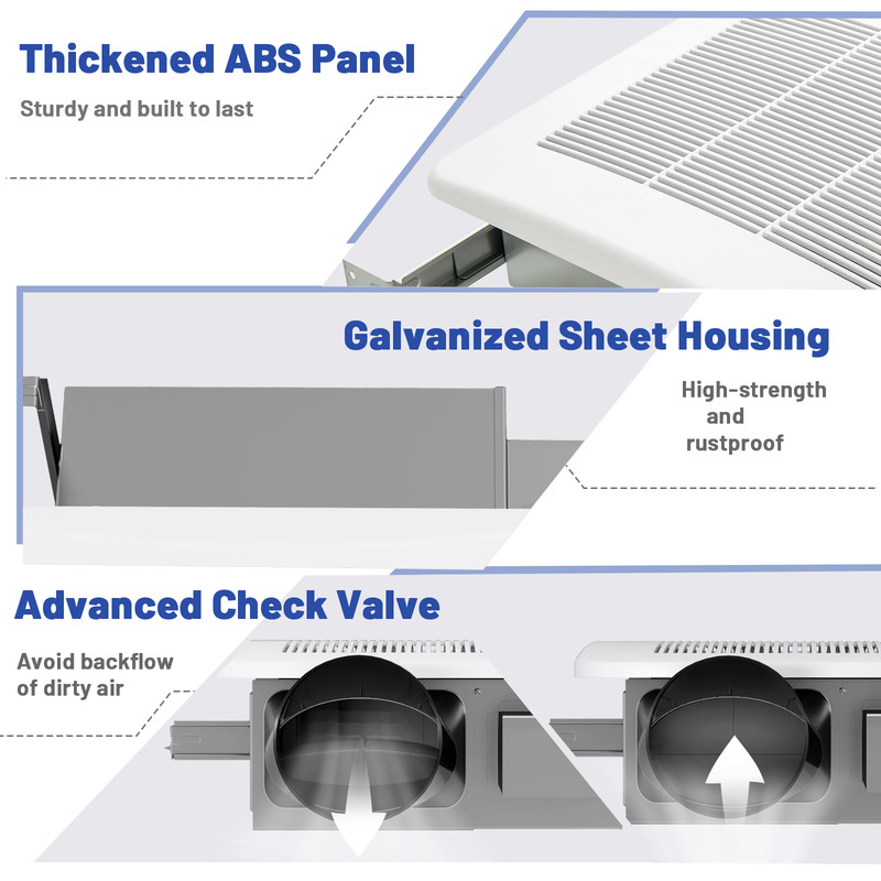 Adjustable Ceiling Mount Bathroom Exhaust Fan, Pick-A-Flow, 4-Inch Duct, 50-110 CFM