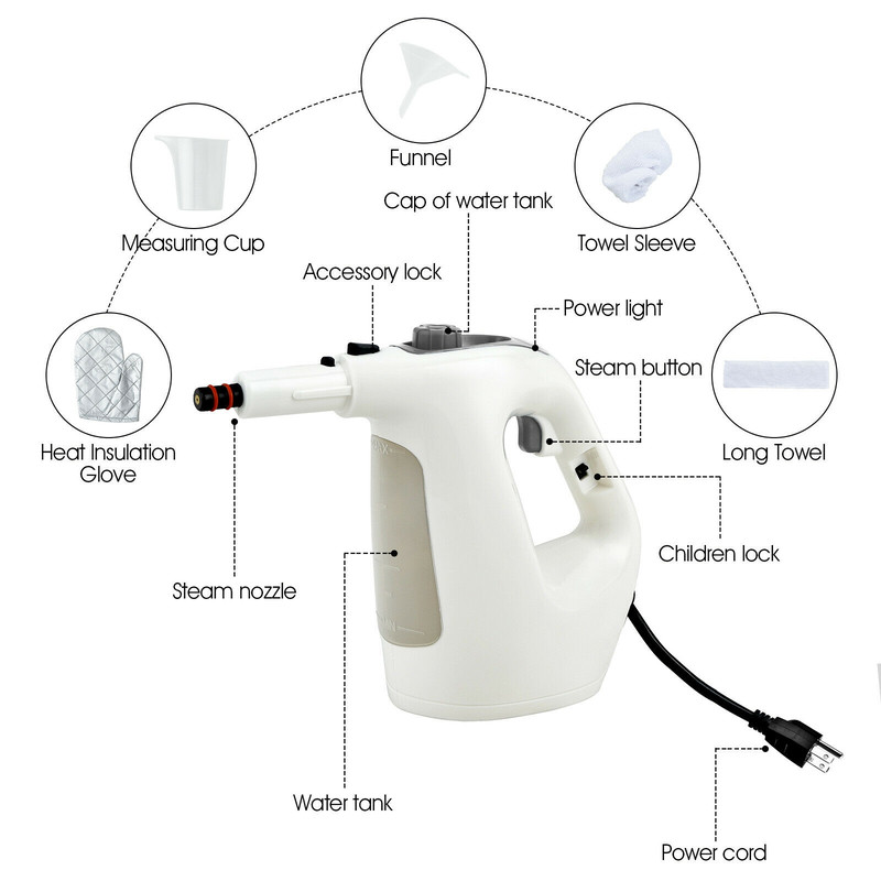 1400W High-Pressure Steam Cleaner, Multipurpose, 17-Piece Accessories for Home & Commercial Use
