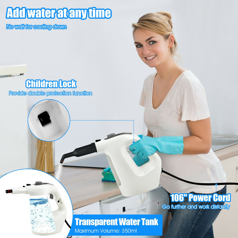 1400W High-Pressure Steam Cleaner, Multipurpose, 17-Piece Accessories for Home & Commercial Use