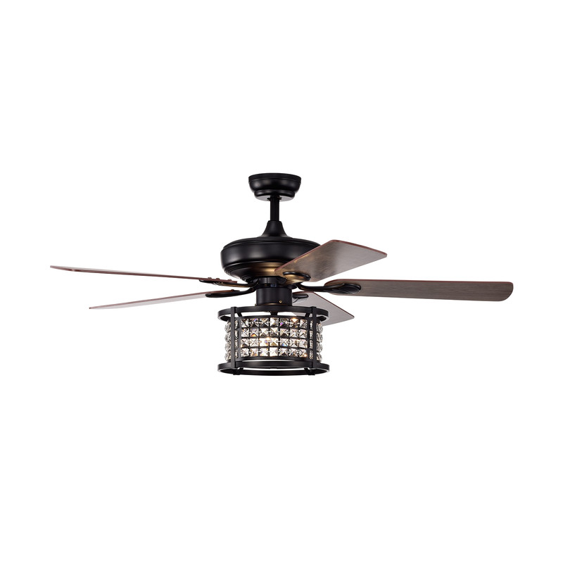 52" Crystal Ceiling Fan with Light & Remote, 3-Speed Modern Cooling