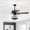 50 Inch Noiseless Ceiling Fan Light with Explosion-proof Glass Lampshades-Black