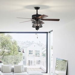 50-inch ceiling fan with lights, reversible blades & easy pull chain operation