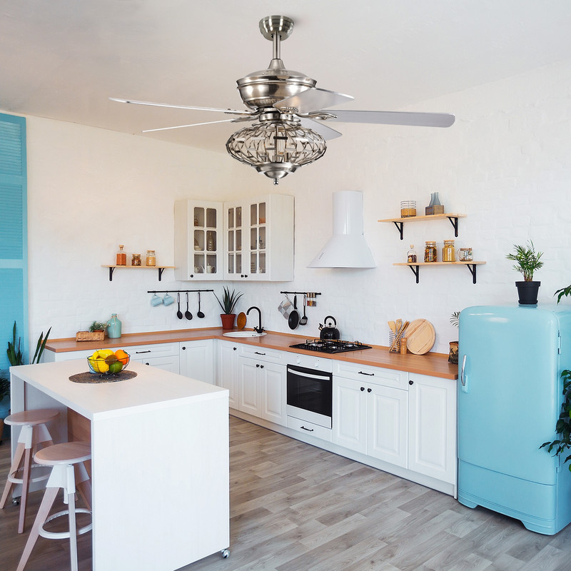 52-Inch Ceiling Fan with Wooden Blades, Remote Controlled for Easy Operation