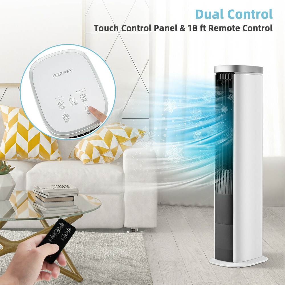 3-In-1 Portable Evaporative Air Cooler with Timer, Tower Fan, Humidifier & Cooler, 5L Water Tank, Remote Control