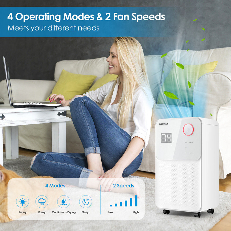 32 Pints 2000 Sq. Ft Dehumidifier for Home Basement with 3-Color Digital Display & Auto Drain
