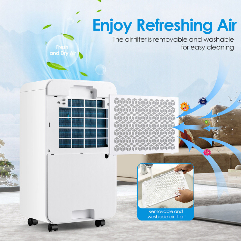 32 Pints 2000 Sq. Ft Dehumidifier for Home Basement with 3-Color Digital Display & Auto Drain