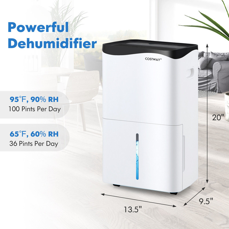 100-Pint Dehumidifier with Smart App & Alexa, Home & Basement Moisture Remover, 5500 Sq. Ft Large Room Quiet Portable
