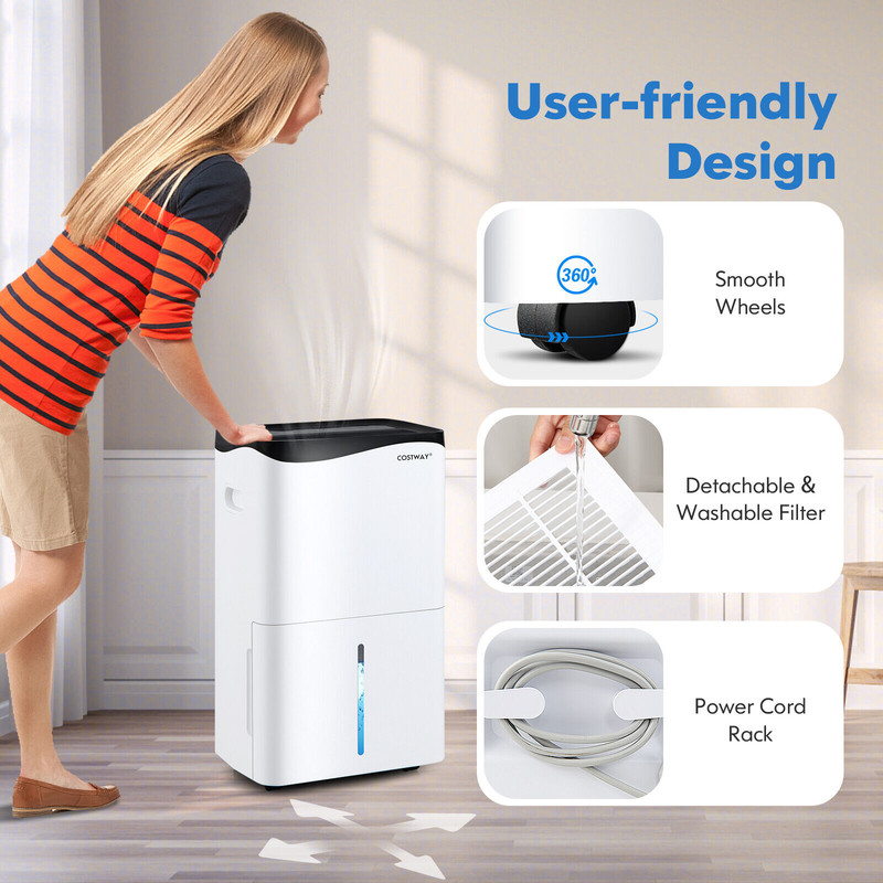 100-Pint Dehumidifier with Smart App & Alexa, Home & Basement Moisture Remover, 5500 Sq. Ft Large Room Quiet Portable