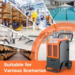 163 pints commercial dehumidifier with drain hose, timer, portable industrial moisture remover for basement, warehouse