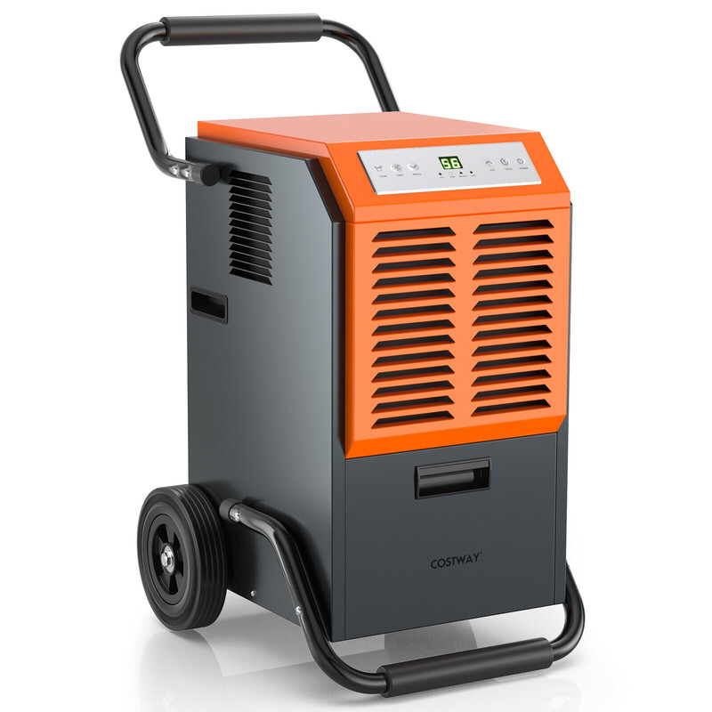163 Pints Commercial Dehumidifier with Drain Hose, Timer, Portable Industrial Moisture Remover for Basement, Warehouse