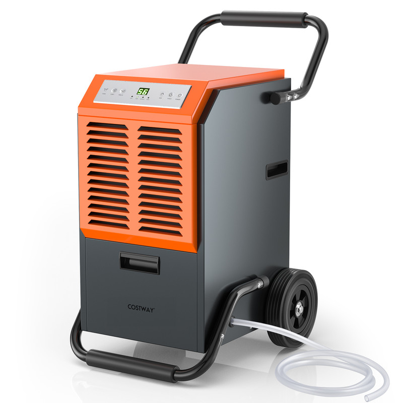 163 Pints Commercial Dehumidifier with Drain Hose, Timer, Portable Industrial Moisture Remover for Basement, Warehouse