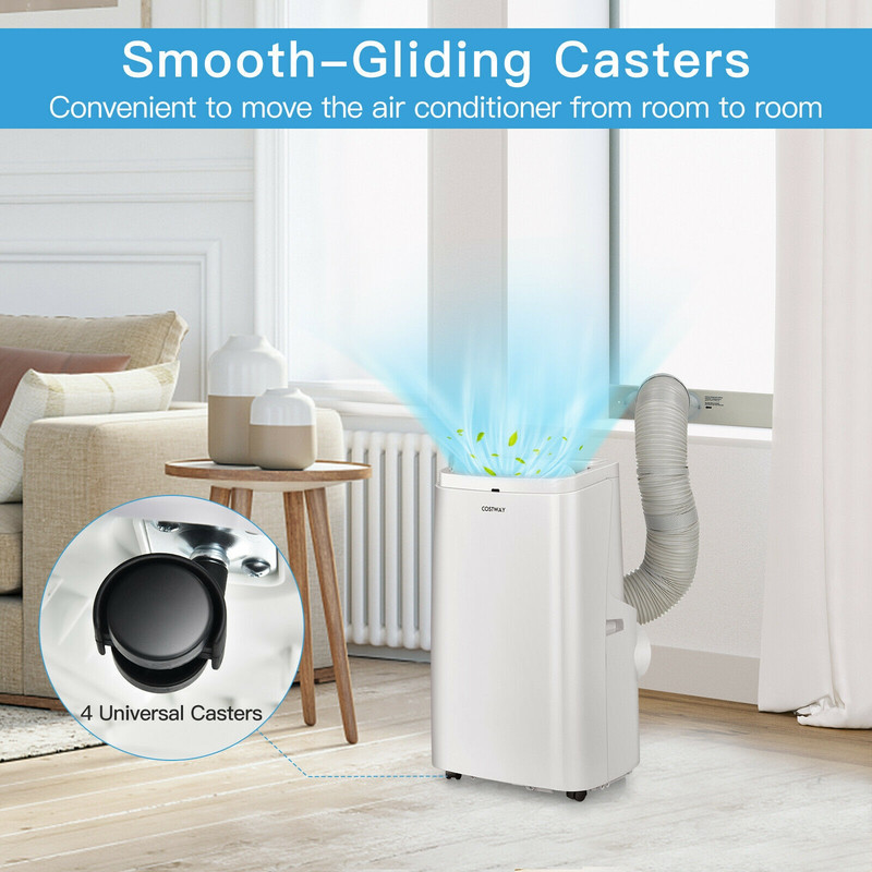 9000 BTU 3-in-1 Portable Air Conditioner with Remote, Quiet AC Unit for Bedroom, Home, Office, Cooling, Fan Dehumidifer