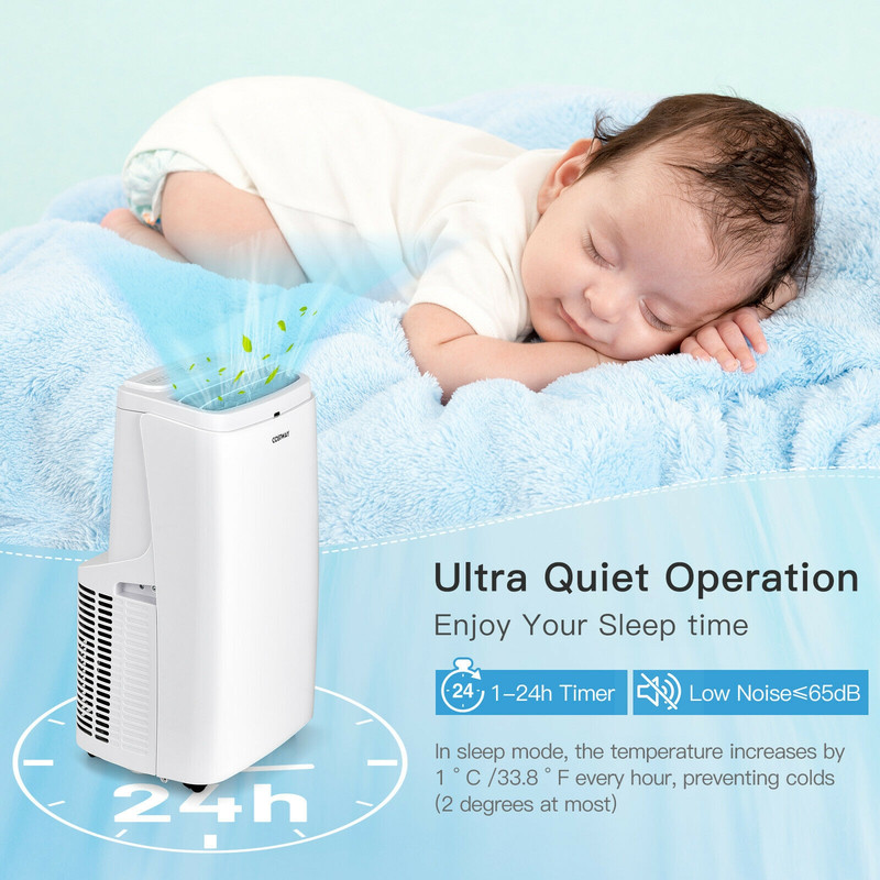9000 BTU 3-in-1 Portable Air Conditioner with Remote, Quiet AC Unit for Bedroom, Home, Office, Cooling, Fan Dehumidifer