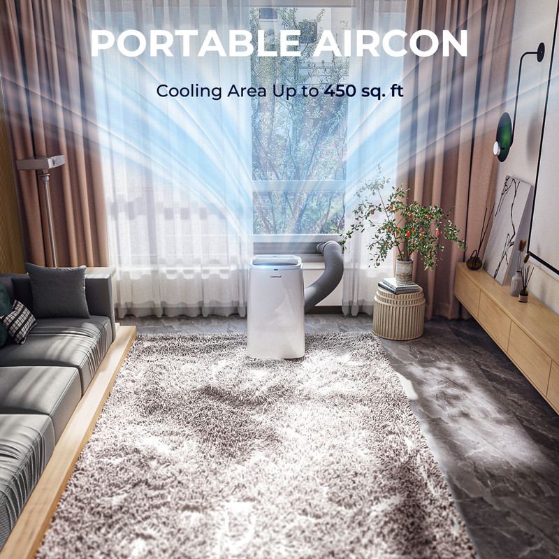 12000 BTU (ASHRAE) 3-in-1 Portable Air Conditioner with Remote, AC Unit for Rooms Up to 450 Sq Ft, Dehumidifier & Fan