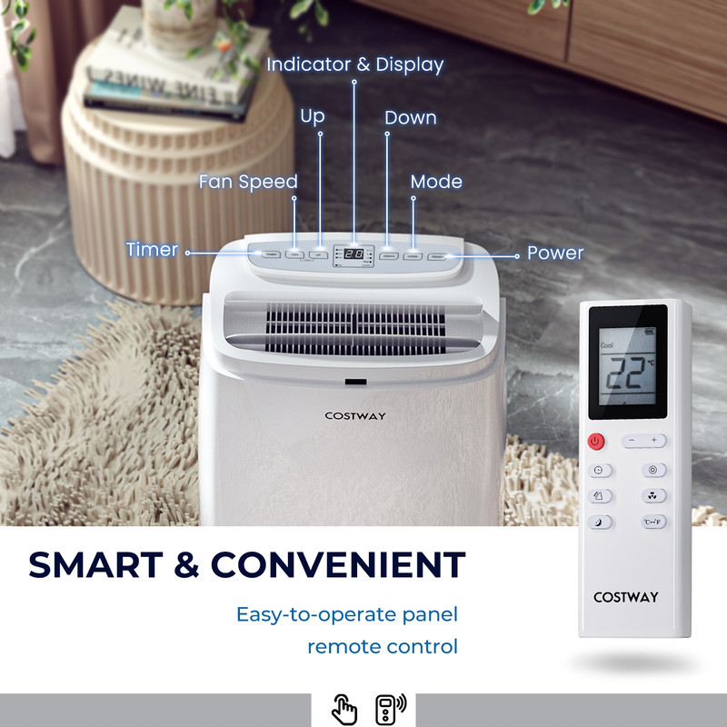 12000 BTU (ASHRAE) 3-in-1 Portable Air Conditioner with Remote, AC Unit for Rooms Up to 450 Sq Ft, Dehumidifier & Fan