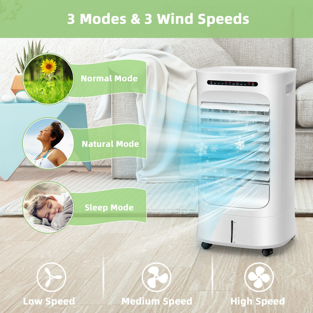 4-in-1 Portable Evaporative Air Cooler with Timer,3 Modes & Humidifier Fan, Personal Swamp Cooler for Room, Office, Home
