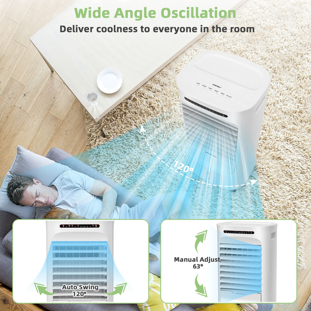 4-in-1 Portable Evaporative Air Cooler with Timer,3 Modes & Humidifier Fan, Personal Swamp Cooler for Room, Office, Home