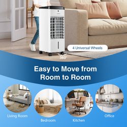 3-in-1 evaporative portable air cooler with remote control, 4 modes, 3.5l water tank, ice packs, timer for home, office