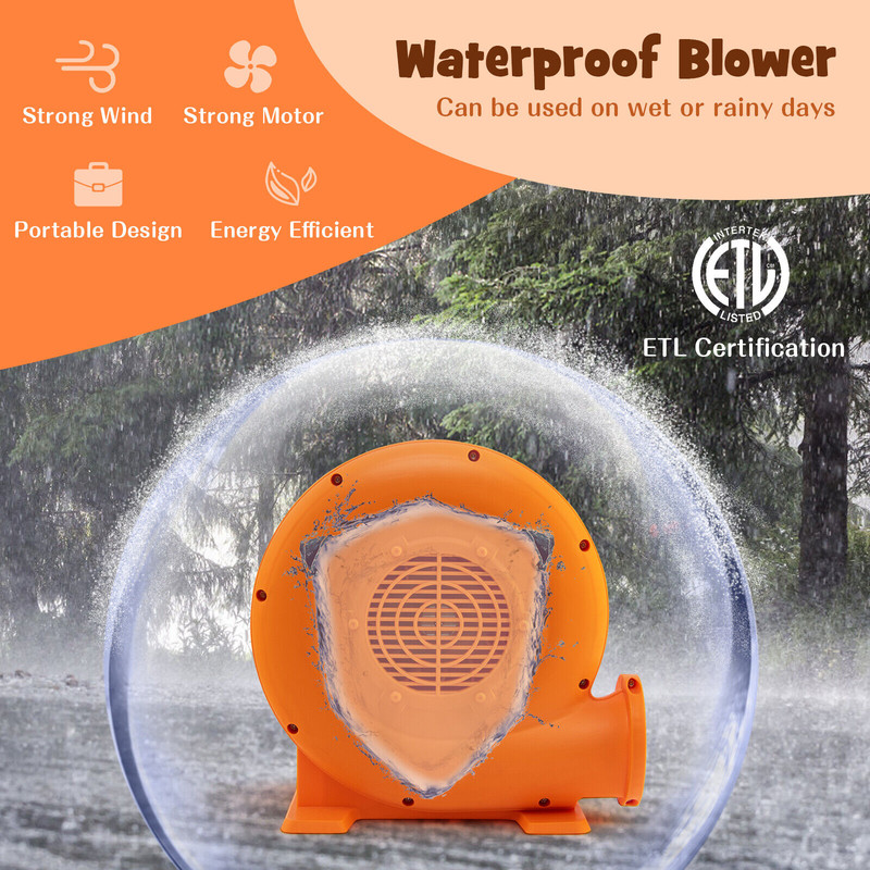 380W Air Blower (0.5HP) for Inflatables, 25ft GFCI-Protected Cord, IPX4 Waterproof, High-Speed Inflation