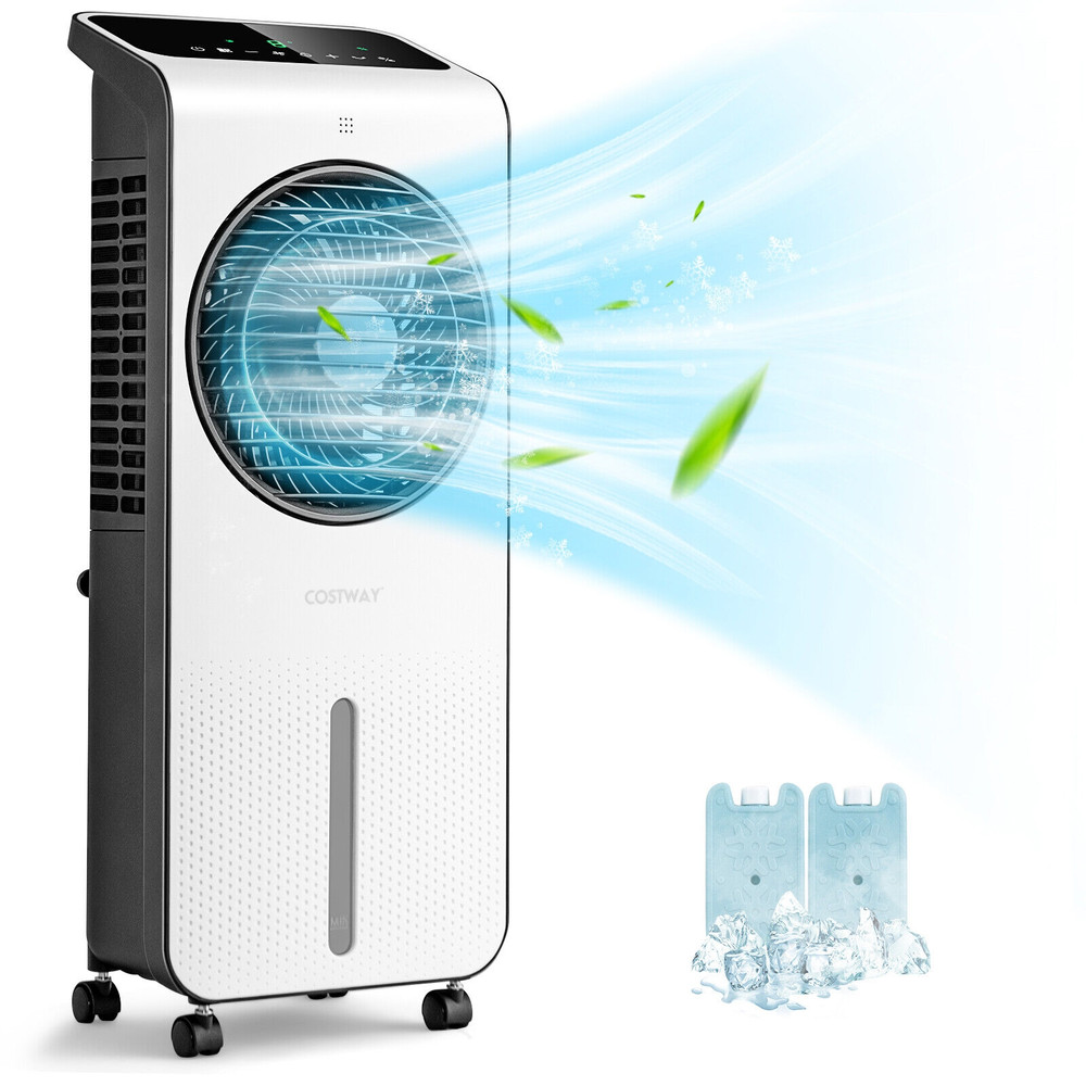 3-in-1 Evaporative Air Cooler with 12H Timer & Remote, Portable Swamp Cooler with Ice Packs & 360 Airflow