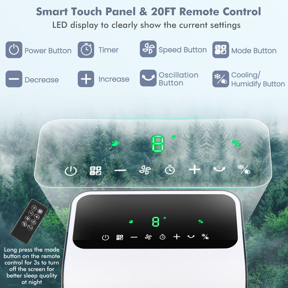 3-in-1 Evaporative Air Cooler with 12H Timer & Remote, Portable Swamp Cooler with Ice Packs & 360 Airflow