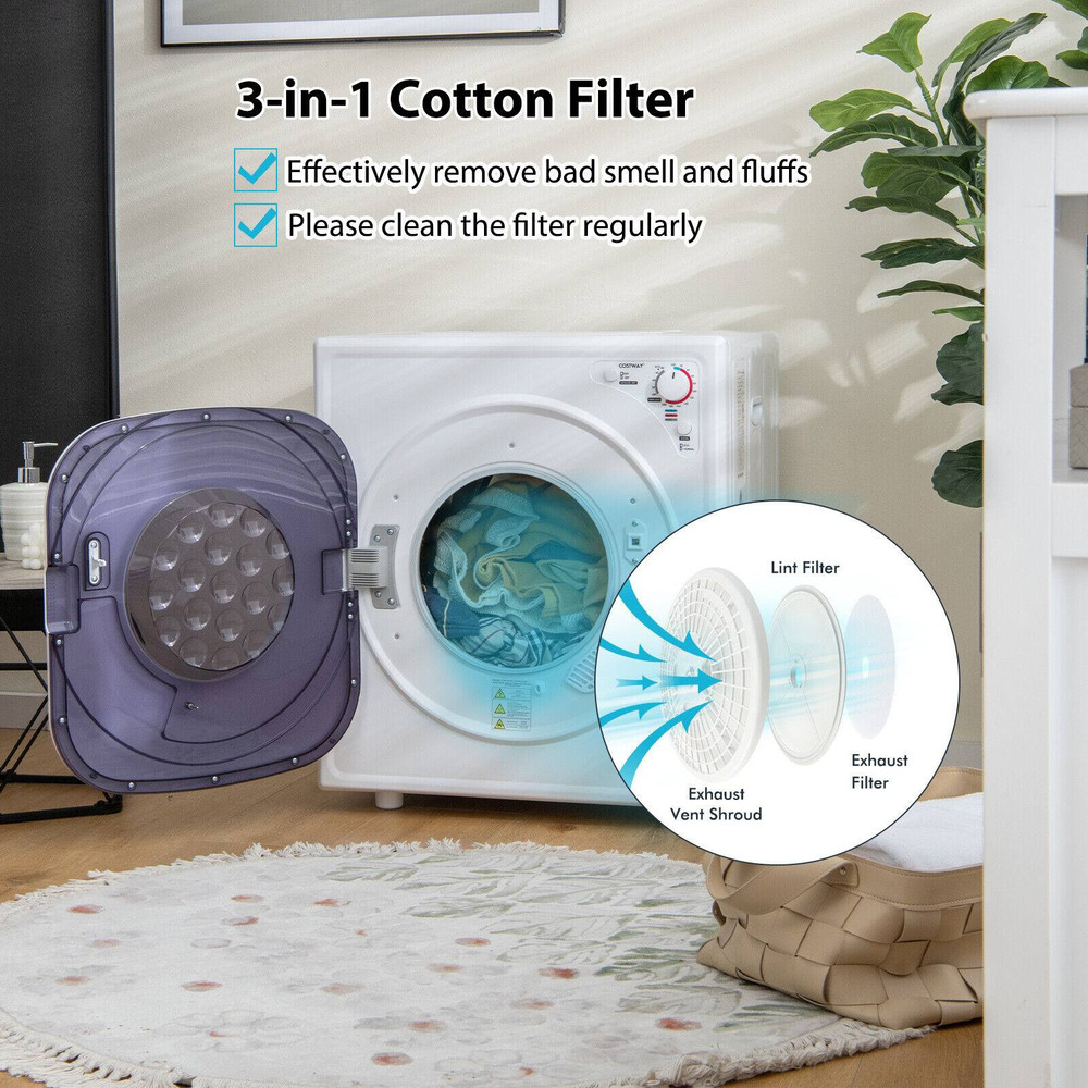 1500W Compact Laundry Dryer with Touch Panel, Portable & Energy-Efficient for Apartments