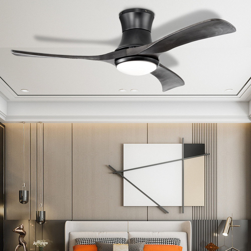 52 Inch Flush Mount Ceiling Fan with LED Light, Remote Control, Reversible DC Motor, 3 Color Temperatures