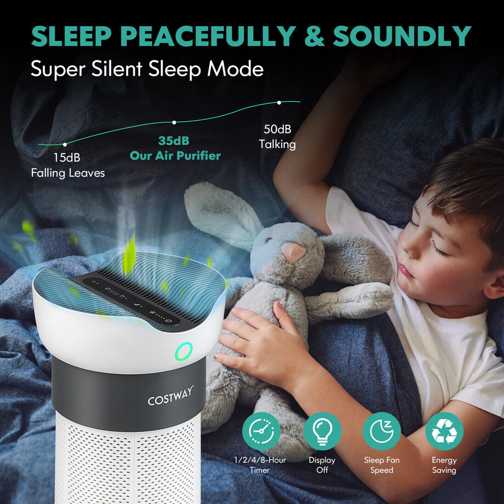 Air Purifier with Sleep Mode, H13 HEPA Filter, Covers Up to 1300 Sq Ft, 3-Stage Filtration, Ultra-Quiet