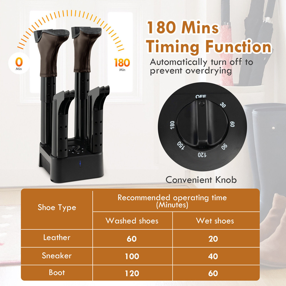 4-Shoe Electric Dryer with Timer, Prevent Odor, Mold & Bacteria Quick-Dry & Odor Elimination