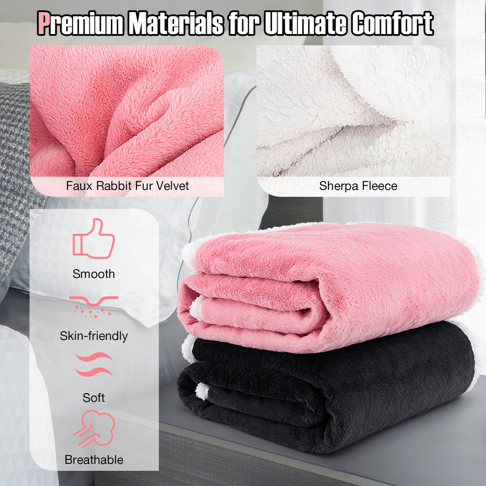 Electric Heated Blanket Throw with 10 Heat Settings, Reversible, Machine Washable & Ultra-Soft