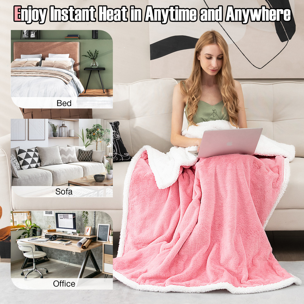 Electric Heated Blanket Throw with 10 Heat Settings, Reversible, Machine Washable & Ultra-Soft