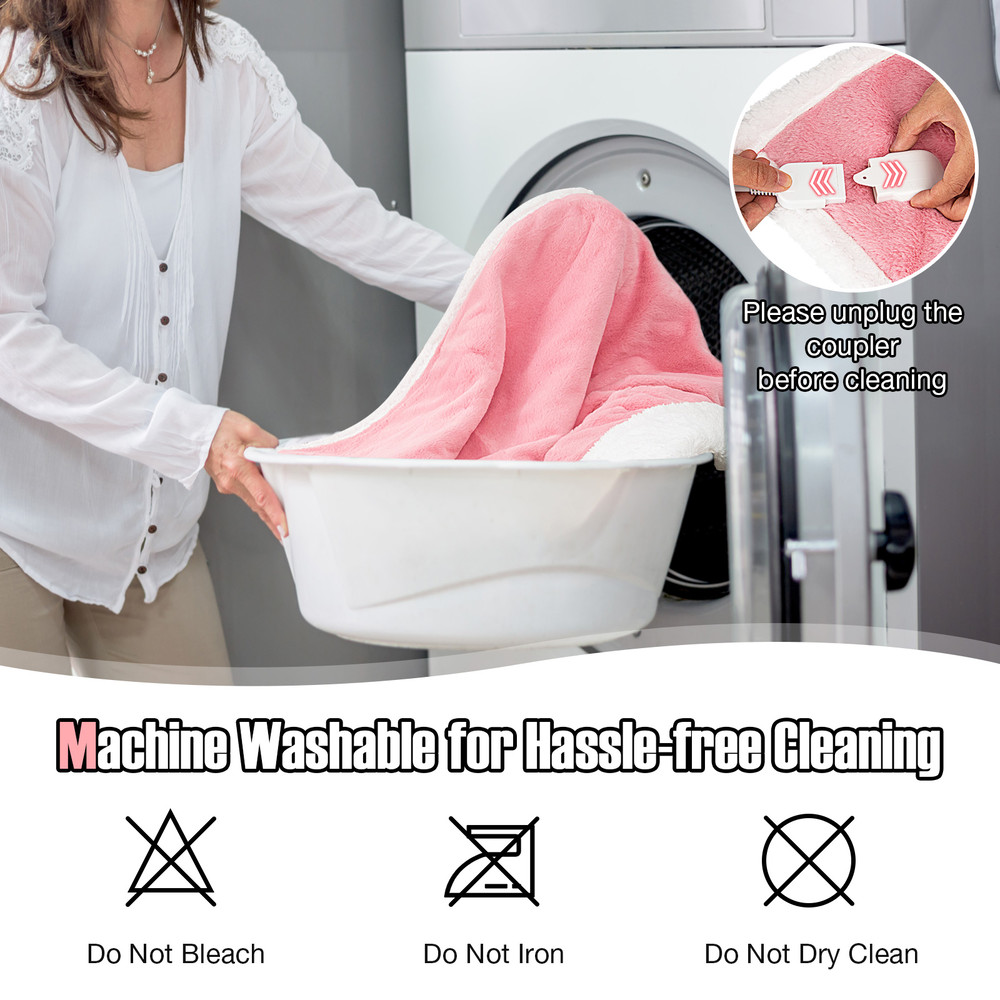 Electric Heated Blanket Throw with 10 Heat Settings, Reversible, Machine Washable & Ultra-Soft