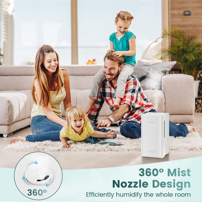 4L Ultrasonic Humidifier with Essential Oil Diffuser, 2 Adjustable Mist Levels for Large Rooms.