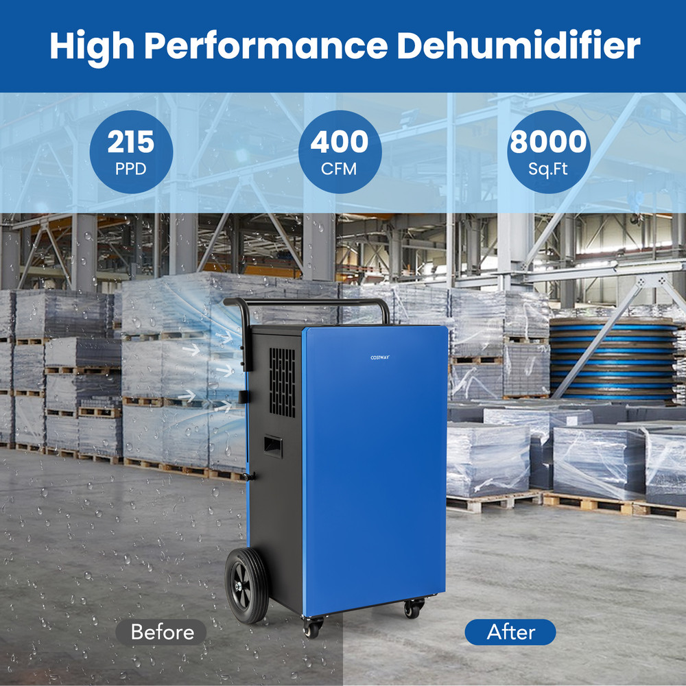 215 Pints 8000 Sq.Ft Commercial Dehumidifier for Home, Basement & Large Spaces with 24H Timer