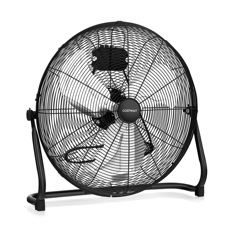 High Velocity Floor Fan With Adjustable Tilt  Handle Powerful Industrial Air Circulator For Garage  0