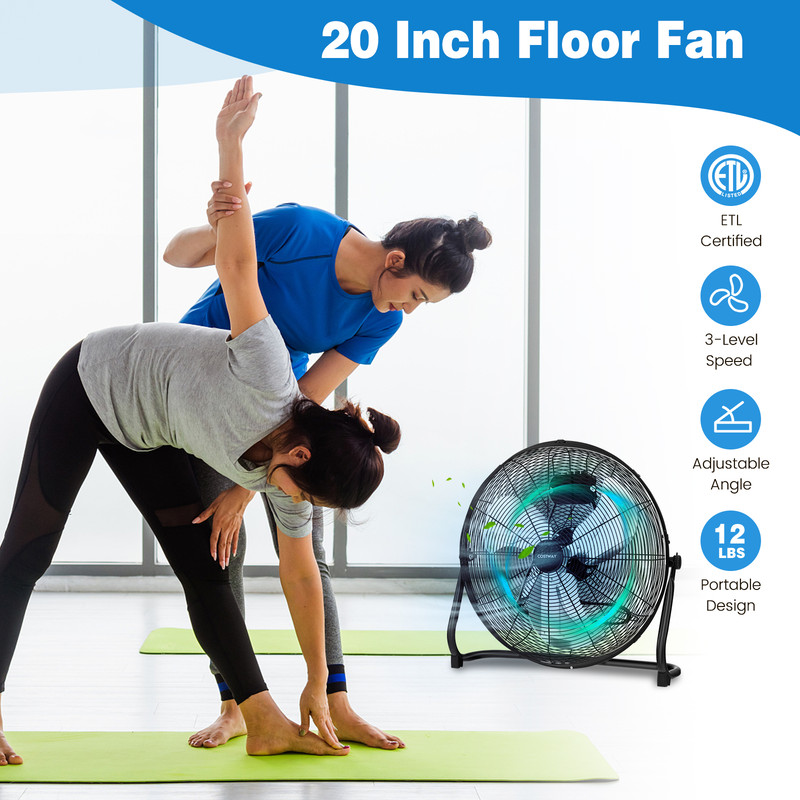 High Velocity Floor Fan With Adjustable Tilt  Handle Powerful Industrial Air Circulator For Garage  3