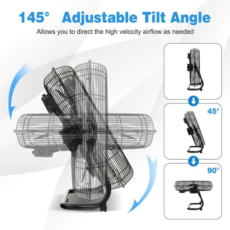 High Velocity Floor Fan With Adjustable Tilt  Handle Powerful Industrial Air Circulator For Garage  5