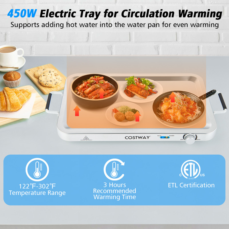 Electric Warming Tray With Temperature Control Large Buffet Food Warmer With 3 Trays Stainless Stee 5
