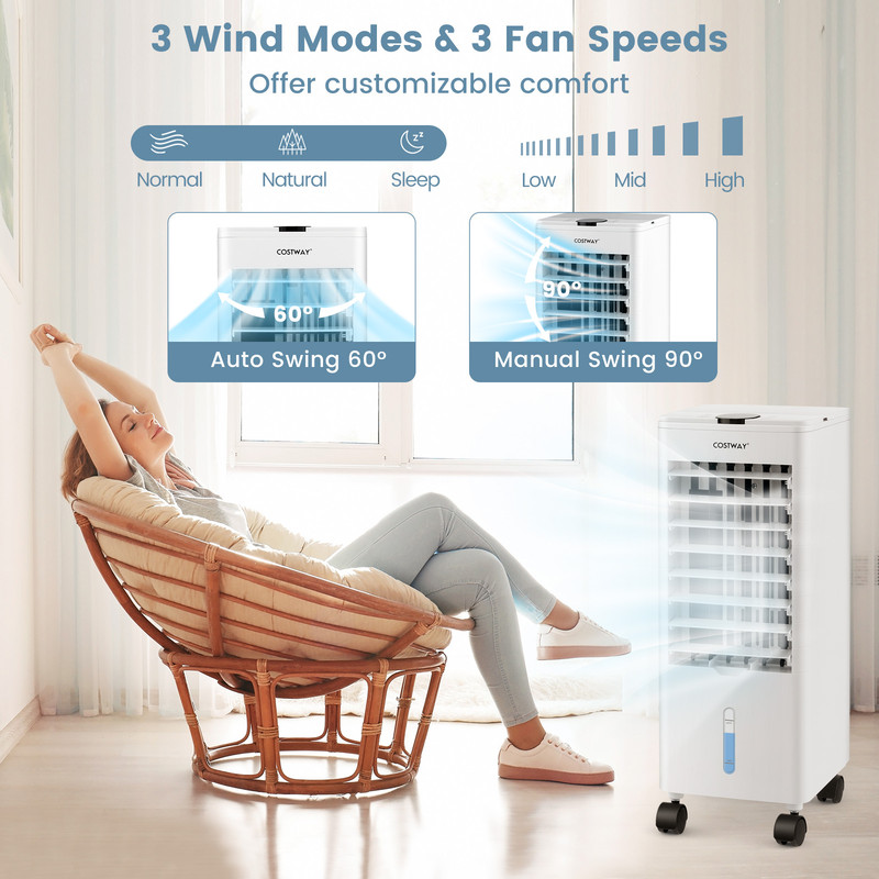 Portable Evaporative Air Cooler With Remote For Home  Office Tower Fan Humidifier With Ice Cooling  1