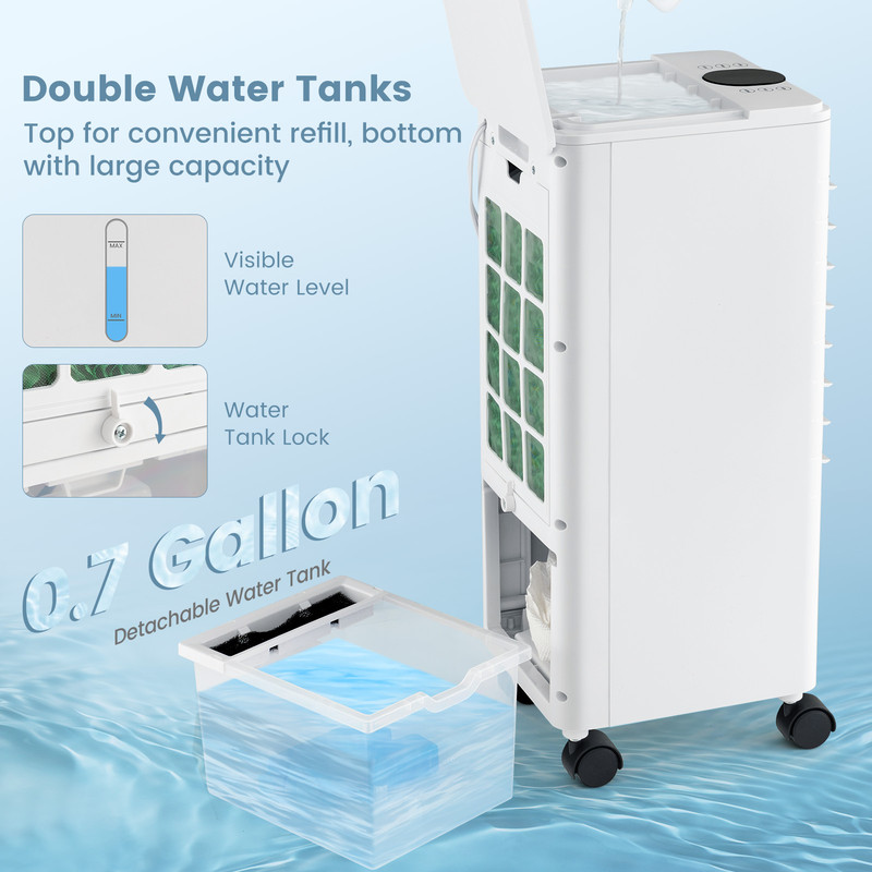 Portable Evaporative Air Cooler With Remote For Home  Office Tower Fan Humidifier With Ice Cooling  5