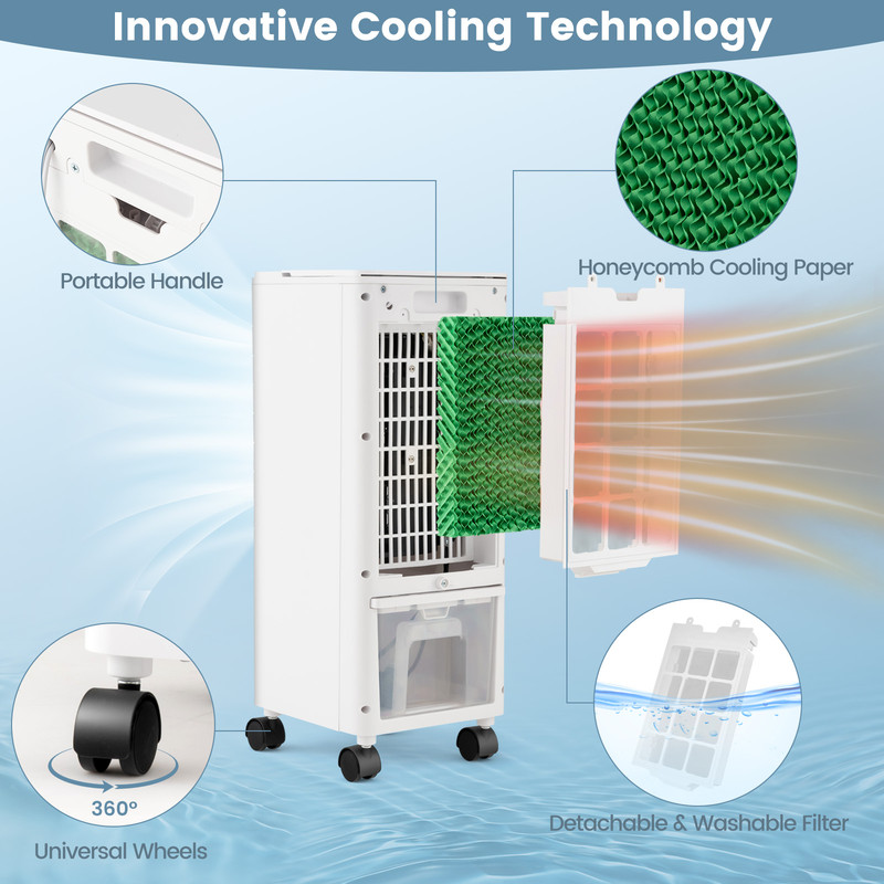 Portable Evaporative Air Cooler With Remote For Home  Office Tower Fan Humidifier With Ice Cooling  4