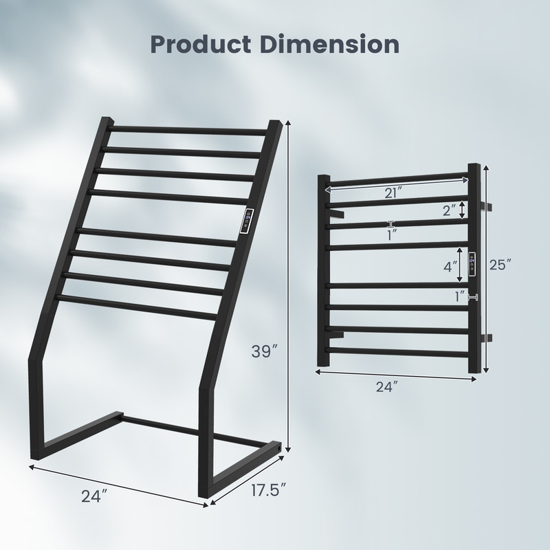 Freestanding Wall Mounted Towel Warmer Rack With LED Display Stainless Steel Electric Heated Drying 7