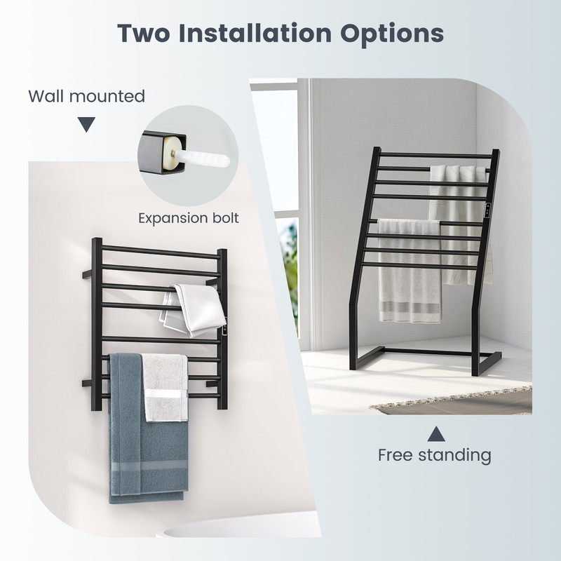 Freestanding Wall Mounted Towel Warmer Rack With LED Display Stainless Steel Electric Heated Drying 2