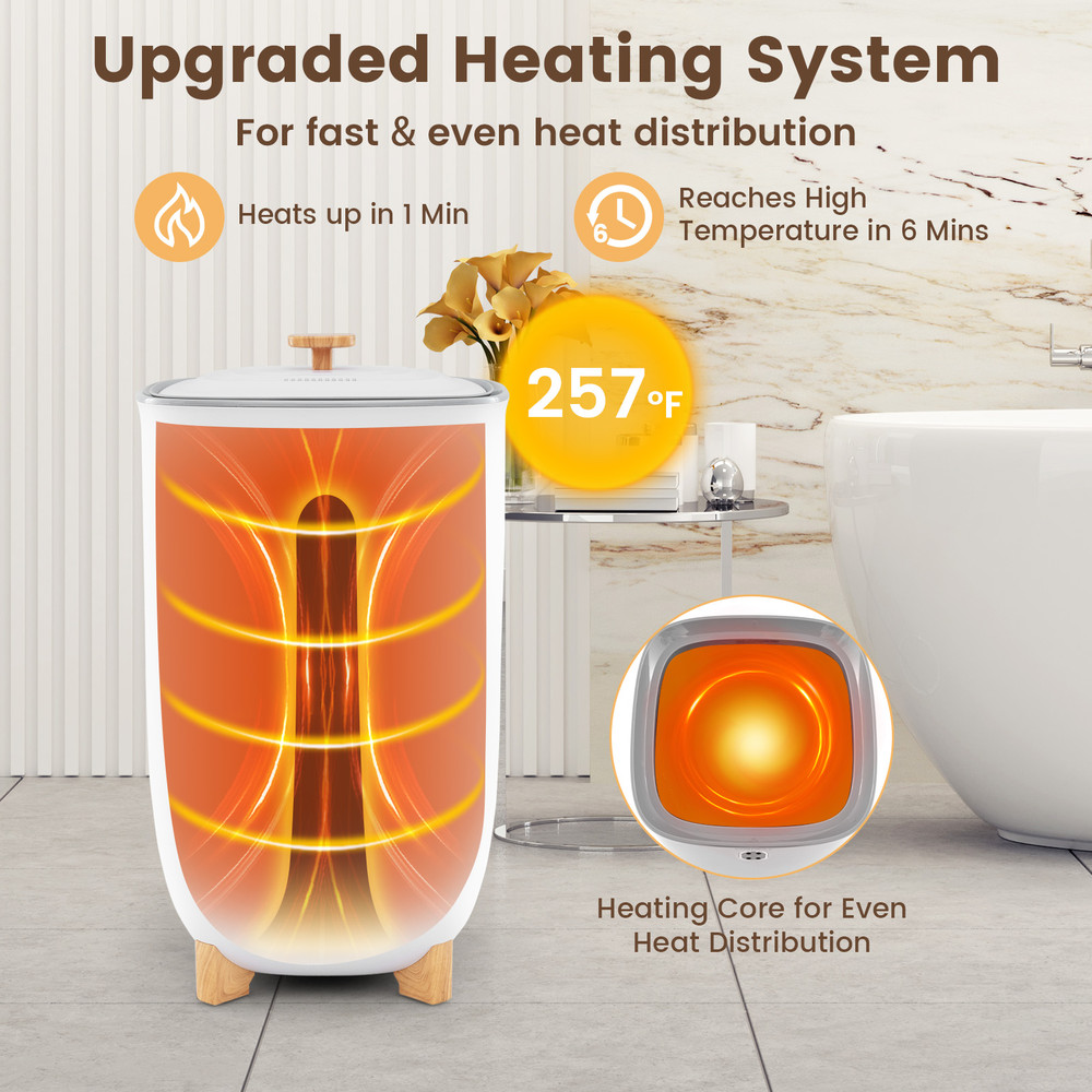 Luxury Hot Towel Bucket Warmer with Dual Heating Settings, Fast & Safe Electric Towel Heater for Home and Spa Use