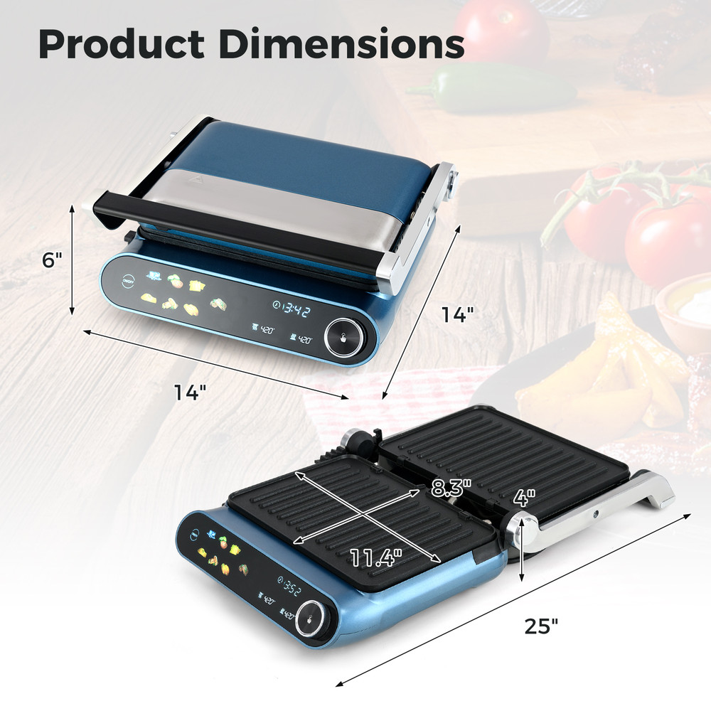 Versatile 1200W Panini Press Grill With LED Display And 7 Grilling Modes Perfect Indoor Contact Gri 7